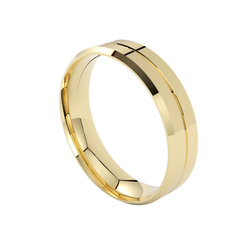 Obrączki ślubna z żółtego złota płaskie fazowane